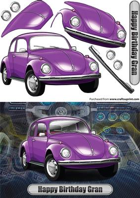 Happy Birthday Gran Volkswagen Beetle Classic Car Purple