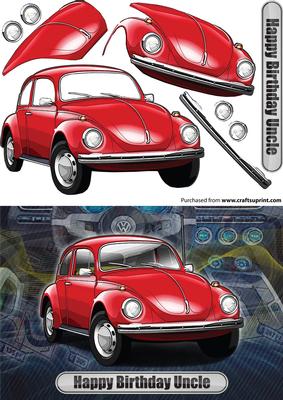 Happy Birthday Uncle Volkswagen Beetle Classic Car Red