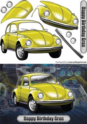 Happy Birthday Gran Volkswagen Beetle Classic Car Yellow