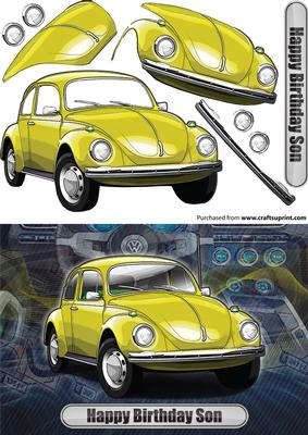 Happy Birthday Son Volkswagen Beetle Classic Car Yellow