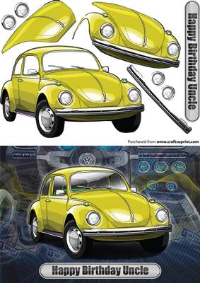 Happy Birthday Uncle Volkswagen Beetle Classic Car Yellow