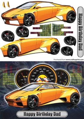 Happy Birthday Grandad Lamborghini Embolado Yellow