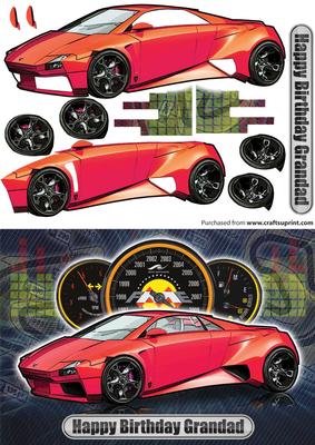 Happy Birthday Grandad Lamborghini Embolado Red