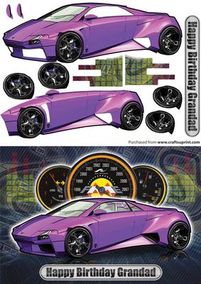Happy Birthday Grandad Lamborghini Embolado Purple