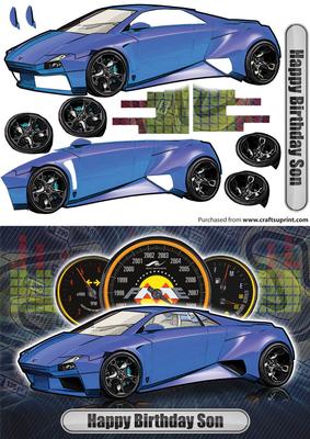 Happy Birthday Son Lamborghini Embolado Blue