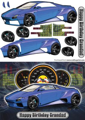 Happy Birthday Grandad Lamborghini Embolado Blue