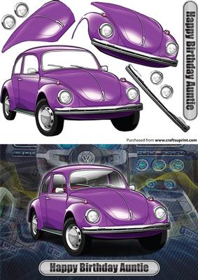 Happy Birthday Auntie Volkswagen Beetle Classic Car Purple