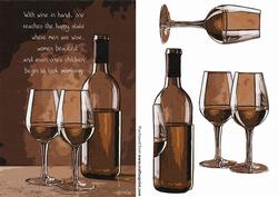 Wine Bottle & Two Glasses