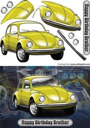 Happy Birthday Brother Volkswagen Beetle Classic Yellow