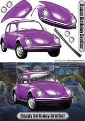 Happy Birthday Brother Volkswagen Beetle Classic Purple