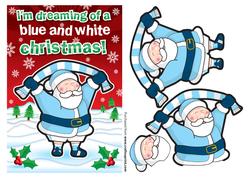 Father Christmas Blue & White Football Fan