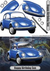 Happy Birthday Son Volkswagen Beetle Classic Car Blue