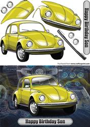 Happy Birthday Son Volkswagen Beetle Classic Car Yellow