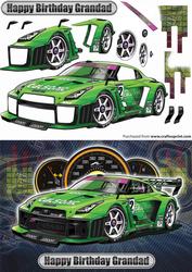 Happy Birthday Grandad Nissan Green Rally Car