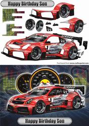 Happy Birthday Son Nissan Red Rally Car