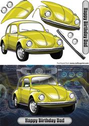 Happy Birthday Dad Volkswagen Beetle Classic Car Yellow