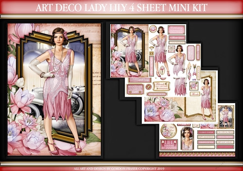 Art Deco Lady Lily 4 Sheet mini Kit Light Pink