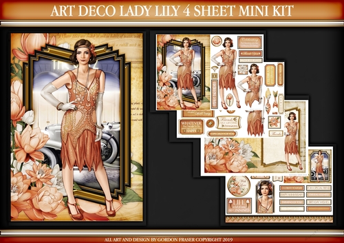 Art Deco Lady Lily 4 Sheet mini Kit Peach