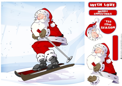 Skiing Santa 8x8 Quick Card