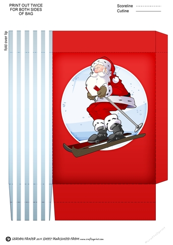 Skiing Santa Mini Gift Bag