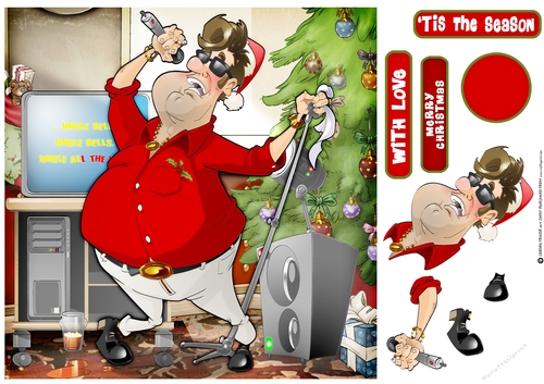 Karaoke Dude Christmas 8x8 Quick Card