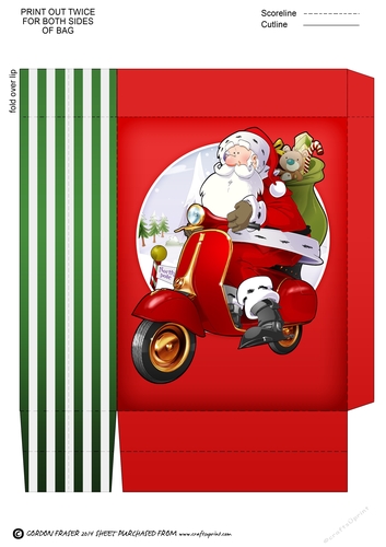 Moped Santa Mini Gift Bag