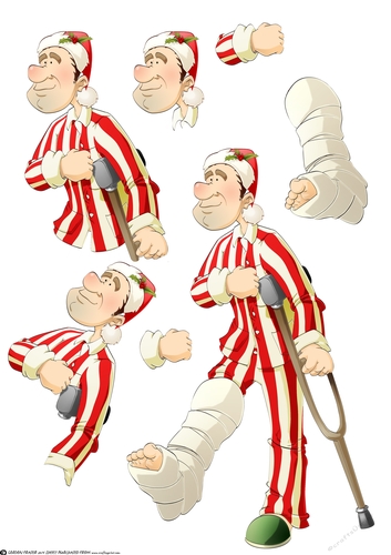Christmas Broken Leg Dude Decoupage Sheet