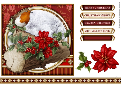 Christmas Robin 7x7 Red