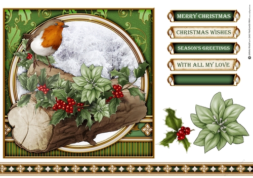 Christmas Robin 7x7 Green
