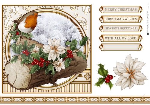 Christmas Robin 7x7 Cream