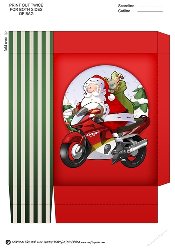 Motorbike Santa Mini Gift Bag