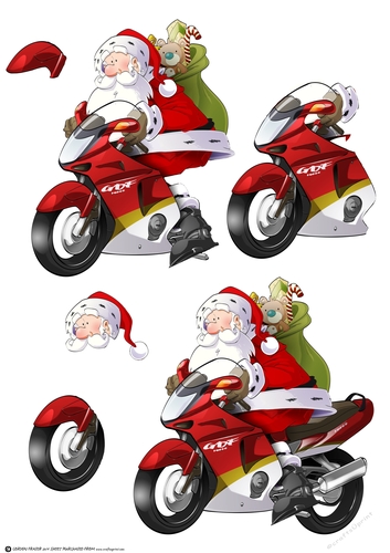 Motorbike Santa Decoupage Sheet