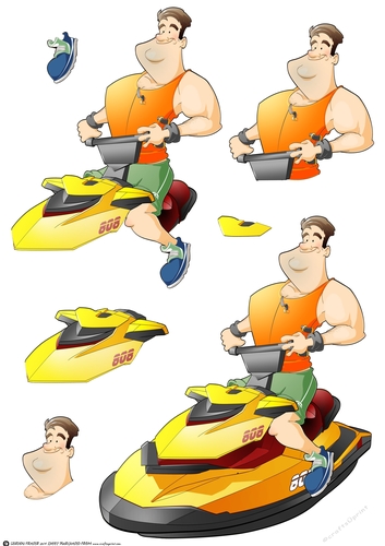 Jet Ski Dude Decoupage Sheet