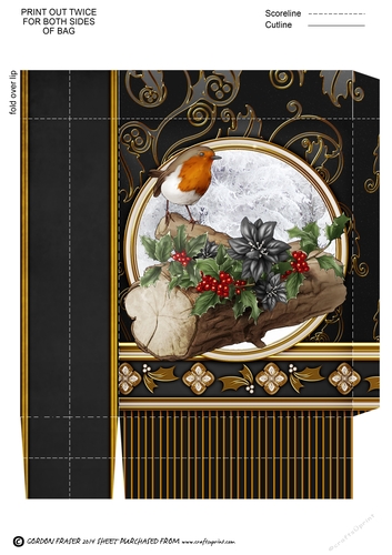Christmas Robin Mini Gift Bag Black