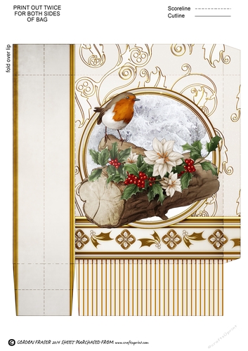 Christmas Robin Mini Gift Bag Cream