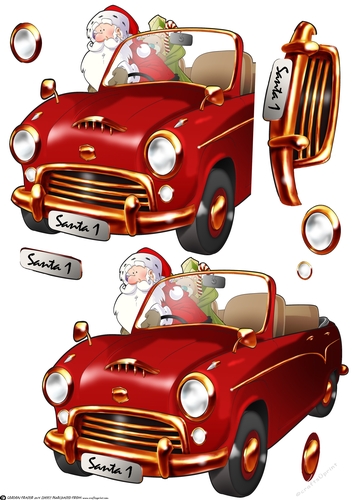 Santas New Sleigh Decoupage Sheet