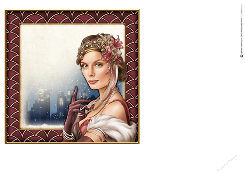 Art Deco Lady Christmas Athena 7x7 Insert Dark Pink 