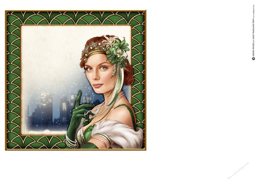 Art Deco Lady Christmas Athena 7x7 Insert Green