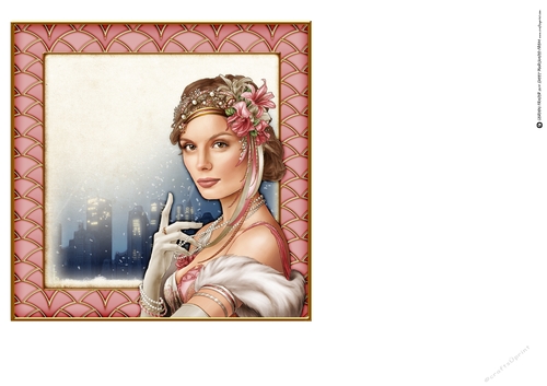 Art Deco Lady Christmas Athena 7x7 Insert Light Pink