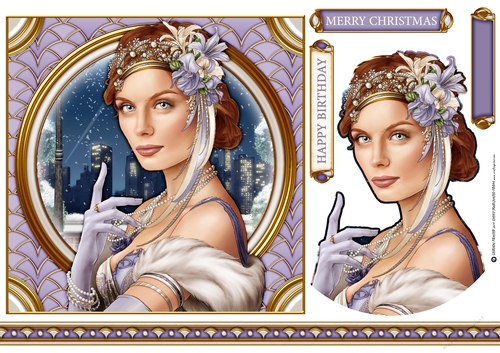 Art Deco Lady Christmas Athena 7x7 Lilac