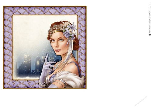 Art Deco Lady Christmas Athena 7x7 Insert Lilac