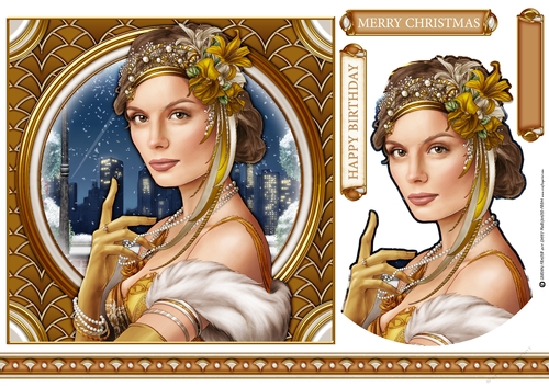 Art Deco Lady Christmas Athena 7x7 Gold