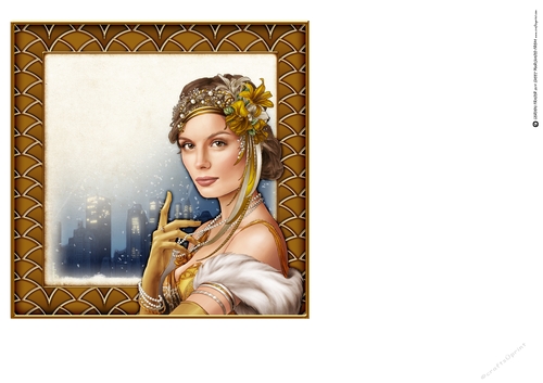 Art Deco Lady Christmas Athena 7x7 Insert Gold