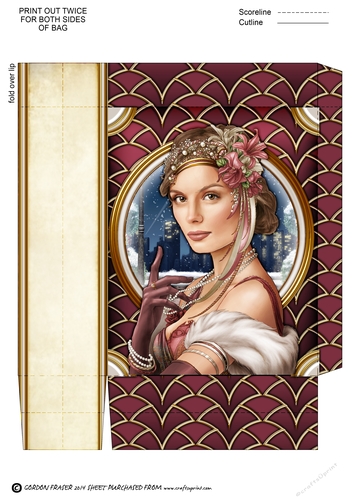 Art Deco Lady Christmas Athena Mini Bag Dark Pink