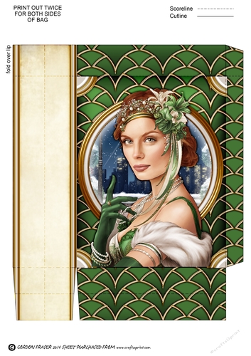 Art Deco Lady Christmas Athena Mini Bag Green