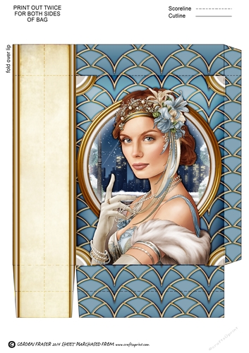 Art Deco Lady Christmas Athena Mini Bag Light Blue