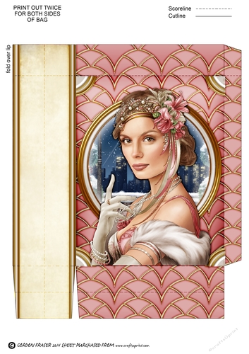Art Deco Lady Christmas Athena Mini Bag Light Pink