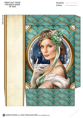 Art Deco Lady Christmas Athena Mini Bag Aqua