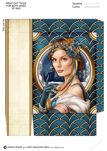 Art Deco Lady Christmas Athena Mini Bag Dark Blue