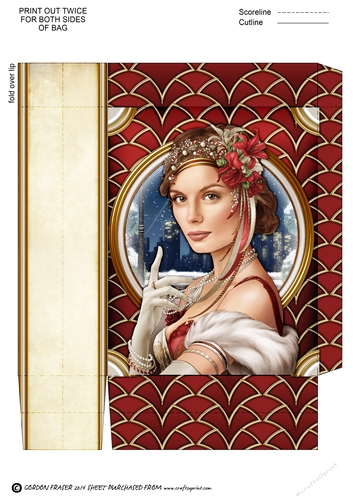 Art Deco Lady Christmas Athena Mini Bag Red